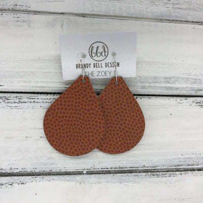 ZOEY (3 sizes available!) - Leather Earrings  || <BR> BASKETBALL TEXTURE (VERY THICK)