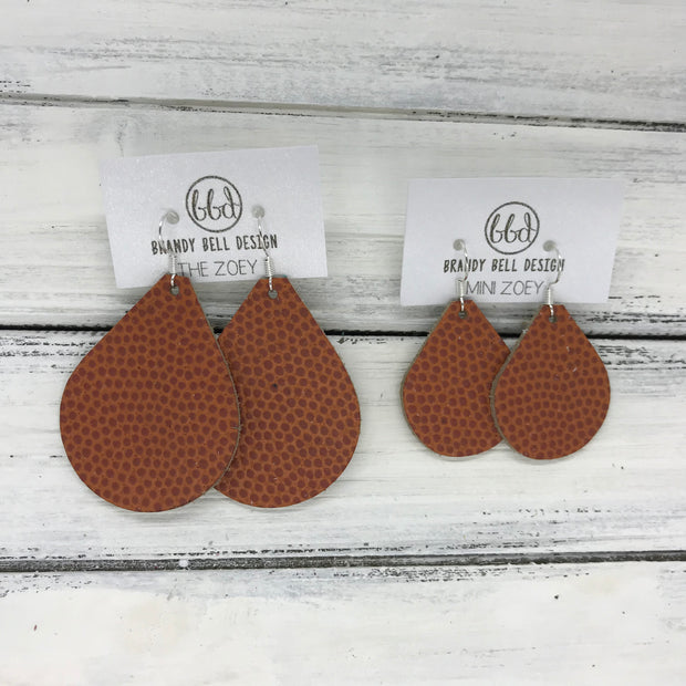 ZOEY (3 sizes available!) - Leather Earrings  || <BR> BASKETBALL TEXTURE (VERY THICK)