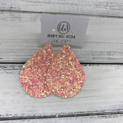 ZOEY (3 sizes available!) -  GLITTER ON CANVAS Earrings  (not leather)  ||  <BR> PEACH