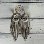 AURORA -  Leather Earrings  ||   <BR> METALLIC ROSE GOLD SANDS ON TAUPE