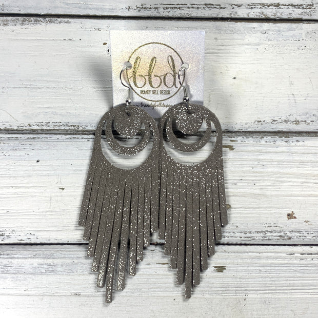 AURORA -  Leather Earrings  ||   <BR> SHIMMER STORMY TAUPE
