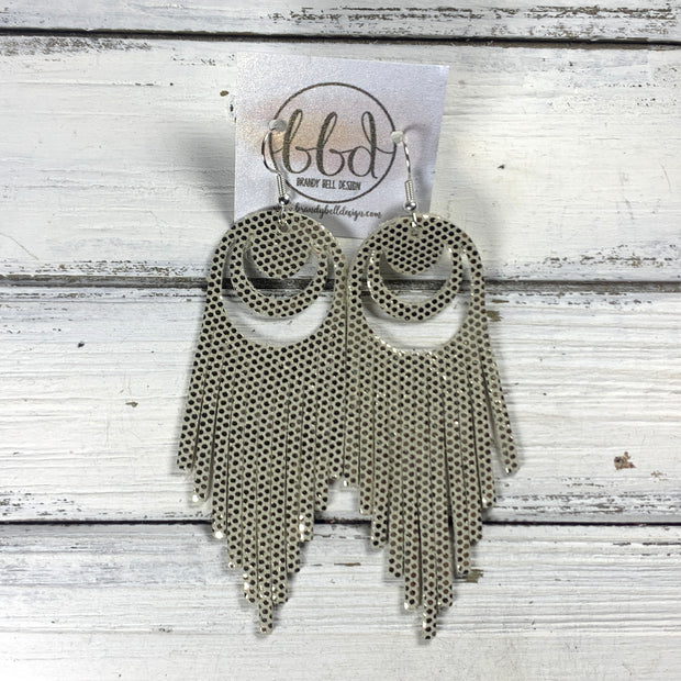 AURORA -  Leather Earrings  ||   <BR> METALLIC CHAMPAGNE DOTS