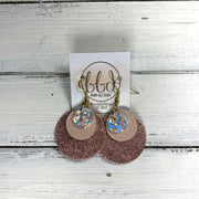 GRAY - Leather Earrings  ||    <BR> PEACHES N CREAM GLITTER (FAUX LEATHER), <BR> MATTE BLUSH PINK, <BR> SHIMMER VINTAGE PINK