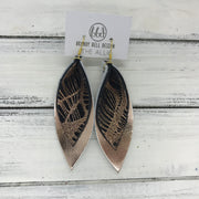 ALLIE -  Leather Earrings  ||  <BR> METALIC ROSE GOLD WEBS <BR> METALLIC ROSE GOLD SMOOTH