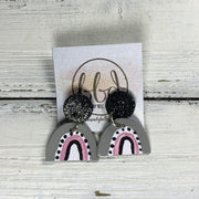 HAND-PAINTED RAINBOW STUDS  *Limited Edition* COLLECTION ||  <br> SHIMMER PEWTER,  GRAY/PINK RAINBOW