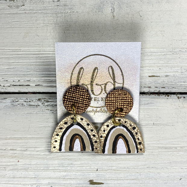 HAND-PAINTED RAINBOW STUDS  *Limited Edition* COLLECTION ||  <br> METALLIC BRONZE SAFFIANO,  GOLD RAINBOW