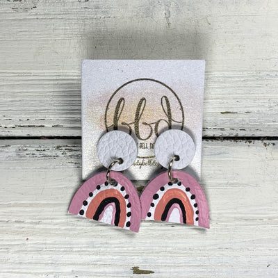 HAND-PAINTED RAINBOW STUDS  *Limited Edition* COLLECTION ||  <br> MATTE WHITE,  PINK RAINBOW