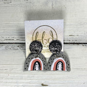 HAND-PAINTED RAINBOW STUDS  *Limited Edition* COLLECTION ||  <br> SHIMMER PEWTER,  GRAY/CORAL RAINBOW