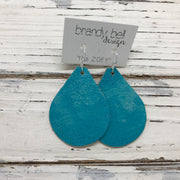 ZOEY (3 sizes available!) -  Leather Earrings  || DISTRESSED TEAL OCEAN