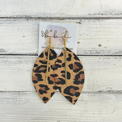 "RAISE THE BAR" <br> *3 SIZES AVAILABLE! <br> SUEDE + STEEL COLLECTION ||  Genuine Leather Earrings || <BR>  LEOPARD PRINT  *Choose size & bar finish!*