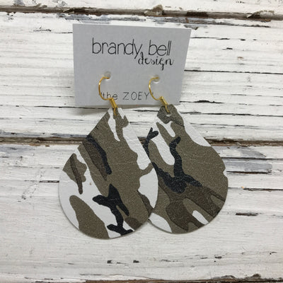 ZOEY (3 sizes available!) -  Leather Earrings  || CAMOUFLAGE, CAMO