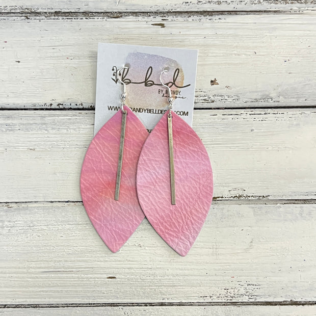 "RAISE THE BAR" <br> *3 SIZES AVAILABLE! <br> SUEDE + STEEL COLLECTION ||  Leather Earrings || <BR>  WATERCOLOR PINK  *Choose size & bar finish!*