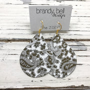 ZOEY (3 sizes available!) -  Leather Earrings  || SILVER & GOLD PAISLEY