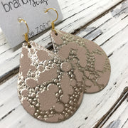 ZOEY (3 sizes available!) -  Leather Earrings  || METALLIC GOLD BUBBLES ON PINK