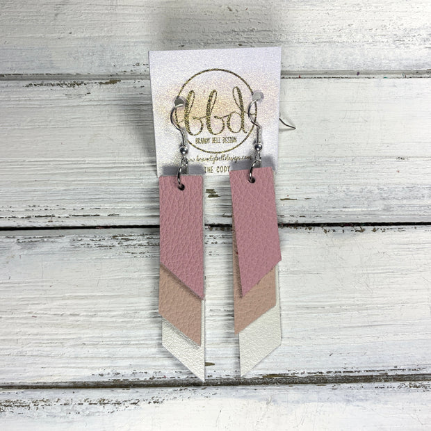 CODY - Leather Earrings  || <BR> MATTE LIGHT PINK, <BR> MATTE BLUSH, <BR> PEARL WHITE