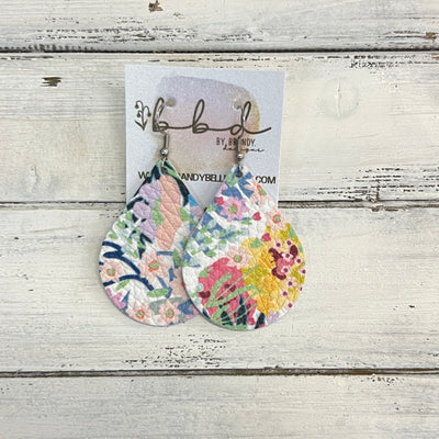 ZOEY (3 sizes available!) -  Leather Earrings  ||  FUN SPRING FLORAL