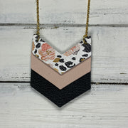 EMERSON - Leather Necklace  ||  <BR> CORAL FLORAL CHEETAH, <BR> MATTE BLUSH , <BR>MATTE BLACK