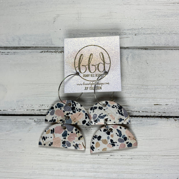 JOY - Leather Earrings  ||    GRANITE MOSAIC CORK ON LEATHER