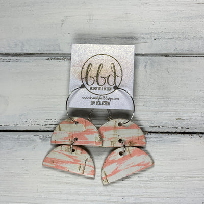 JOY - Leather Earrings  ||    PINK & WHITE CORK ON LEATHER