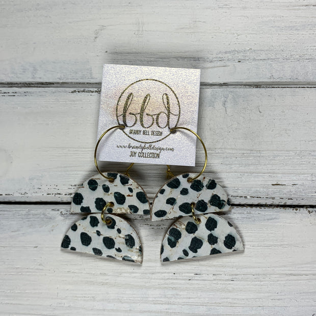 JOY - Leather Earrings  ||    BLACK/WHITE CHEETAH CORK ON LEATHER