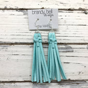 MARIE - Faux Suede Tassel Earrings  || AQUA