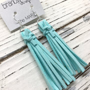 MARIE - Faux Suede Tassel Earrings  || AQUA