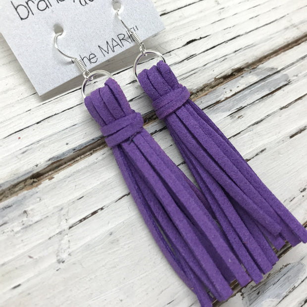 MARIE - Faux Suede Tassel Earrings  || LAVENDER