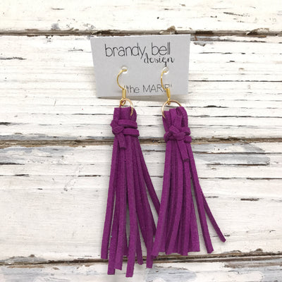 MARIE - Faux Suede Tassel Earrings  || BERRY