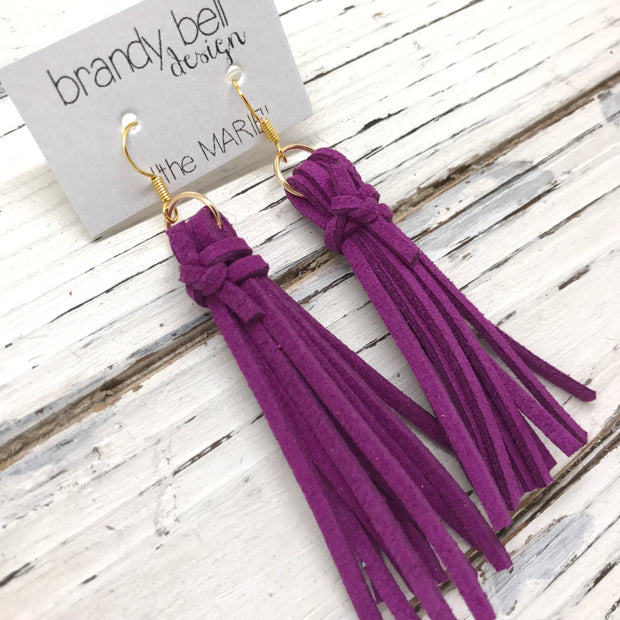 MARIE - Faux Suede Tassel Earrings  || BERRY