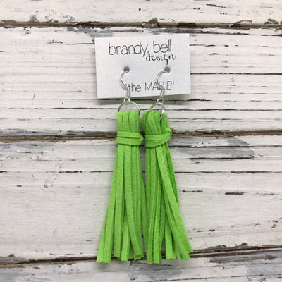 MARIE - Faux Suede Tassel Earrings  || LIME