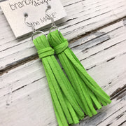 MARIE - Faux Suede Tassel Earrings  || LIME
