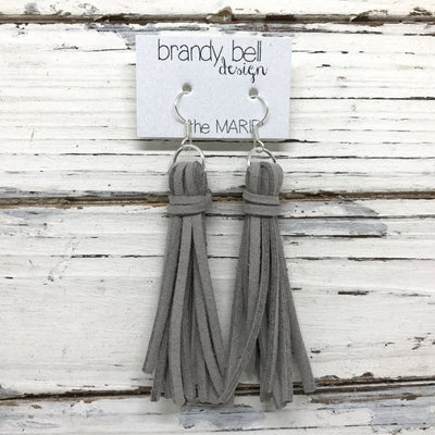 MARIE - Faux Suede Tassel Earrings  || GRAY