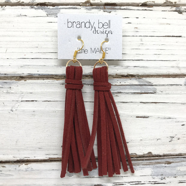 MARIE - Faux Suede Tassel Earrings  || BURGUNDY