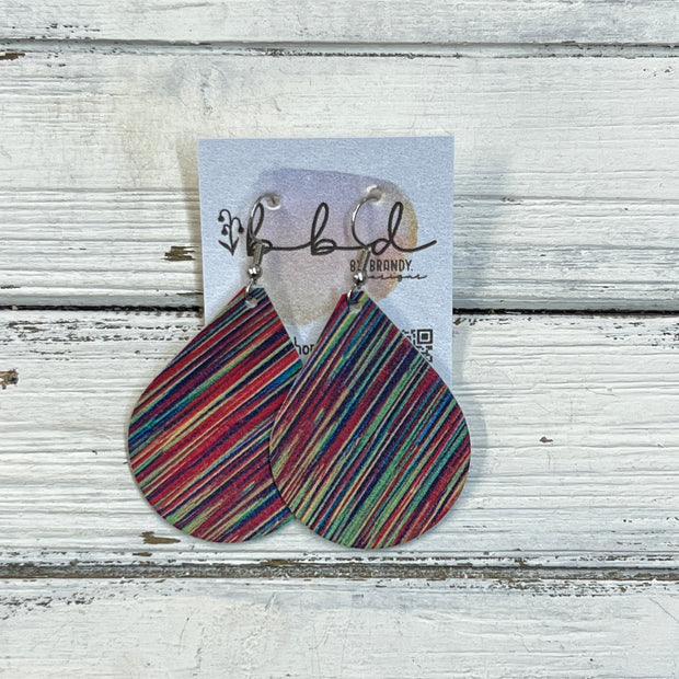 ZOEY (3 sizes available!) -  Leather Earrings  ||  MULTICOLOR STRIPES