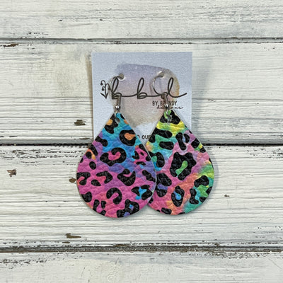 ZOEY (3 sizes available!) -  Leather Earrings  ||  LISA F LEOPARD PRINT
