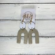 HOPE - Leather Earrings  ||    MATTE WHITE, <BR> SHIMMER CHAMPAGNE
