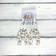 HOPE - Leather Earrings  ||  PEARL WHITE, <BR> NUDE LEOPARD