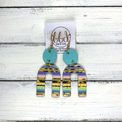 HOPE - Leather Earrings  ||  ROBINS EGG BLUE, <BR> SERAPE STRIPE LEOPARD
