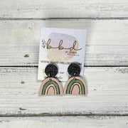 HAND-PAINTED RAINBOW STUDS  *Limited Edition* COLLECTION ||  <br> BLACK FINE GLITTER (ON CORK),  BLUSH/SAGE/GOLD