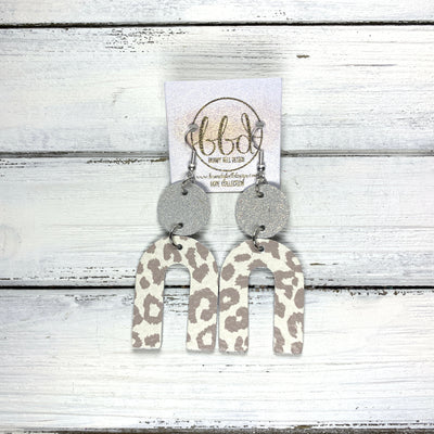 HOPE - Leather Earrings  ||  SHIMMER ROSE GOLD, <BR> NUDE LEOPARD