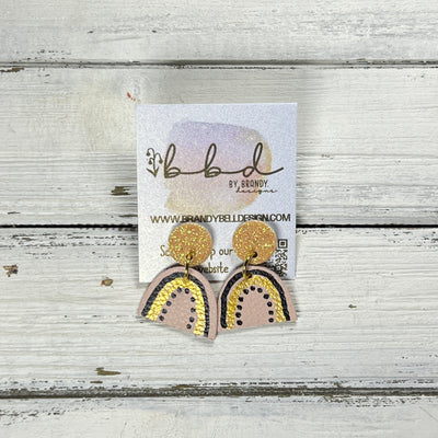 HAND-PAINTED RAINBOW STUDS  *Limited Edition* COLLECTION ||  <br> SUNSHINE YELLOW FINE GLITTER (ON CORK),  BLUSH/GOLD/BLACK