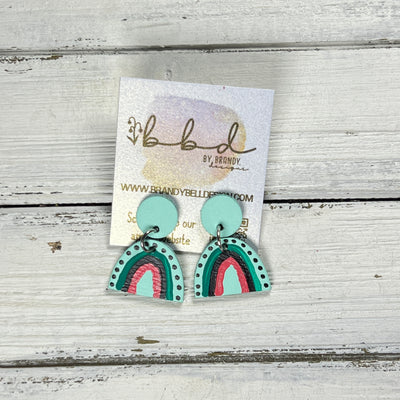 HAND-PAINTED RAINBOW STUDS  *Limited Edition* COLLECTION ||  <br> MATTE AQUA SMOOTH,  AQUA/BLACK/JULEP