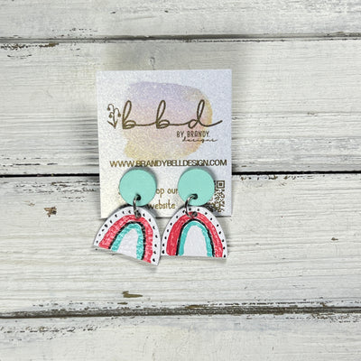 HAND-PAINTED RAINBOW STUDS  *Limited Edition* COLLECTION ||  <br> MATTE AQUA SMOOTH,  AQUA/CORAL/WHITE