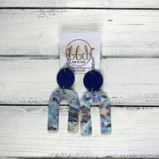 HOPE - Leather Earrings  ||  COBALT PALMS, <BR> ABALONE