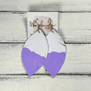 "DIPPED" MAISY (2 SIZES!) - Genuine Leather Earrings  || MATTE WHITE  + LIGHT LAVENDER