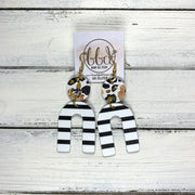 HOPE - Leather Earrings  ||CORAL FLORAL CHEETAH, <BR> BLACK & WHITE STRIPE