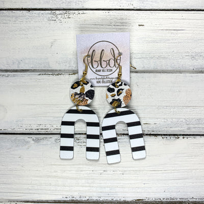 HOPE - Leather Earrings  ||CORAL FLORAL CHEETAH, <BR> BLACK & WHITE STRIPE