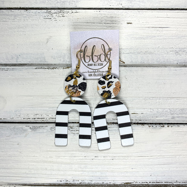 HOPE - Leather Earrings  ||CORAL FLORAL CHEETAH, <BR> BLACK & WHITE STRIPE
