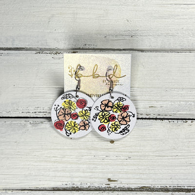 HAND-PAINTED CIRCLE -  Leather Earrings  ||  Hand-painted earrings by Brandy Bell (PEACH/CORAL/YELLOW)