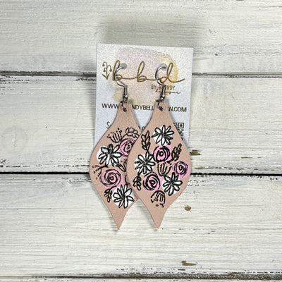 HAND-PAINTED MAE - Leather Earrings  ||  Hand-painted earrings by Brandy Bell (BLUSH/PINK/WHITE)